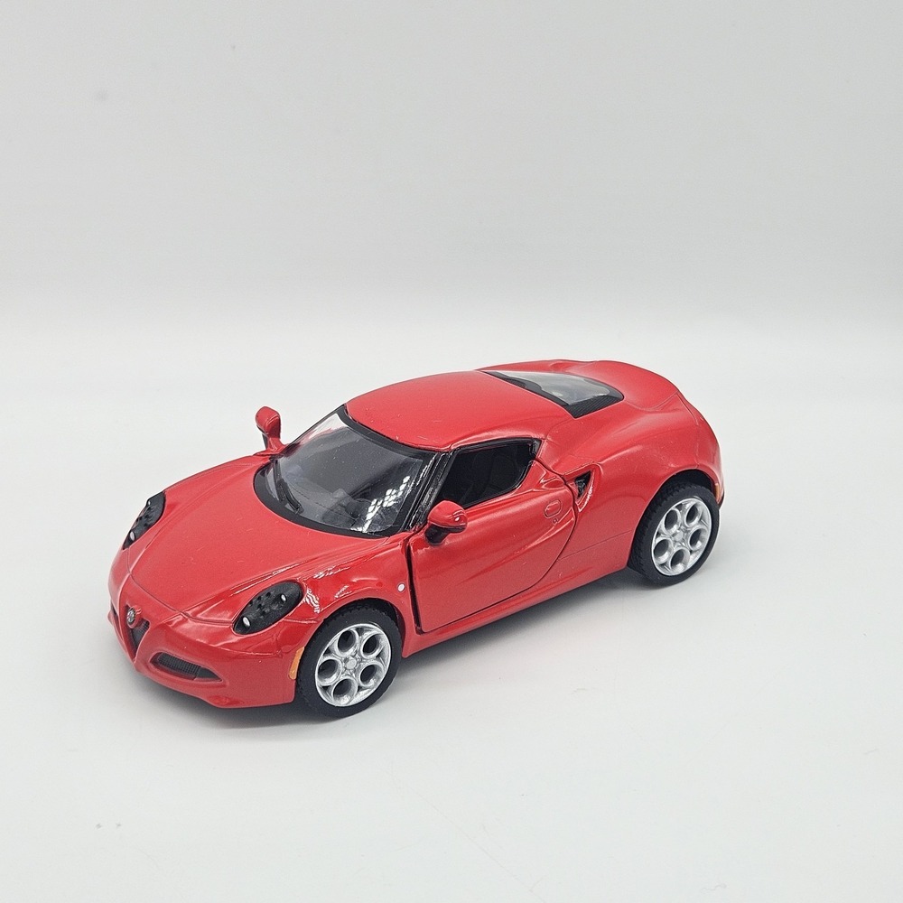 Kinsmart Alfa Romeo 4C 1/32 Scale Red Diecast Model Toy Car Open Doors Pull Back